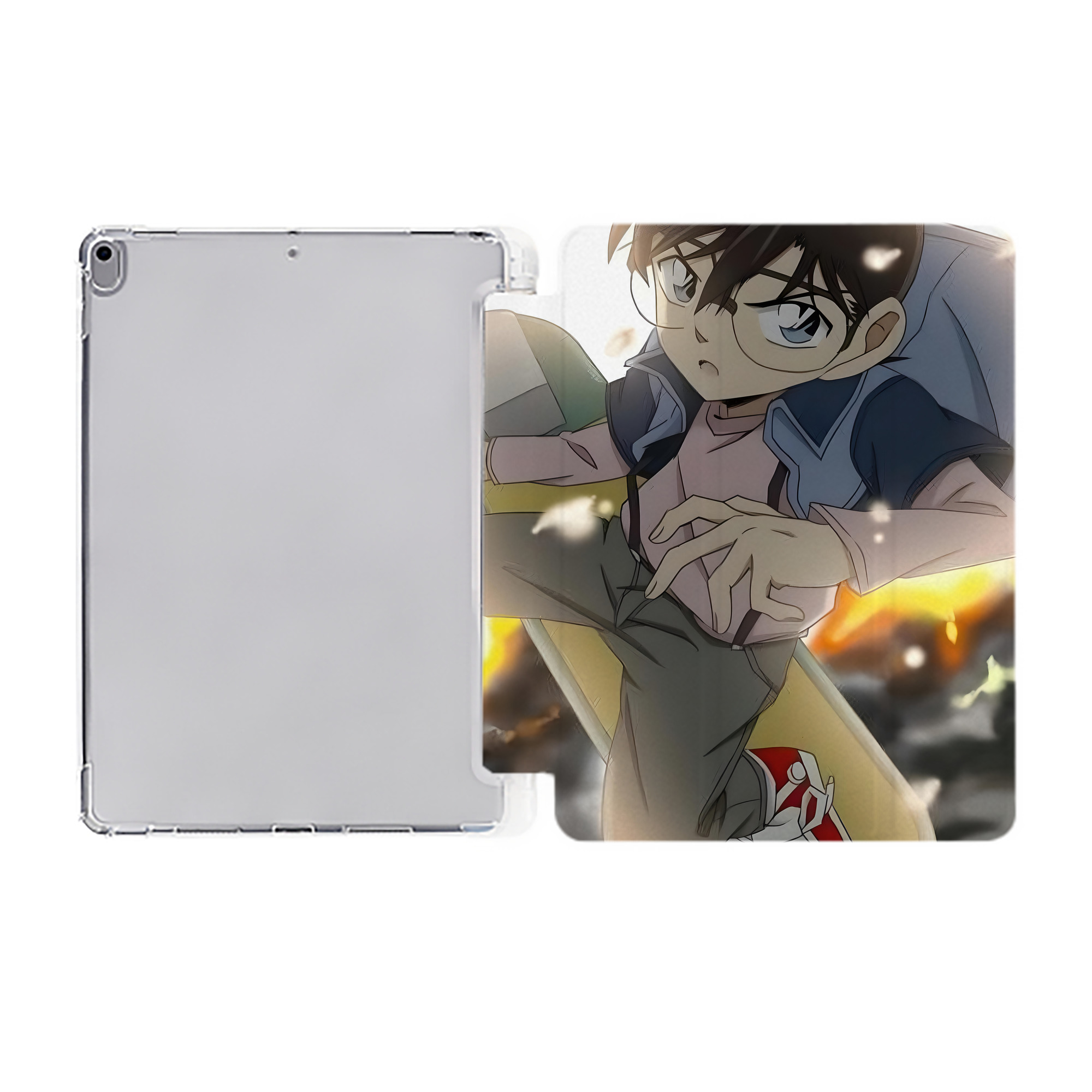 （画像用） 名探偵コナン Detective Conan IPad ケース ペン収納付き 三つ折りスタンド PUレザー×シリコン 対応機種9.5/10.5/10.9インチ